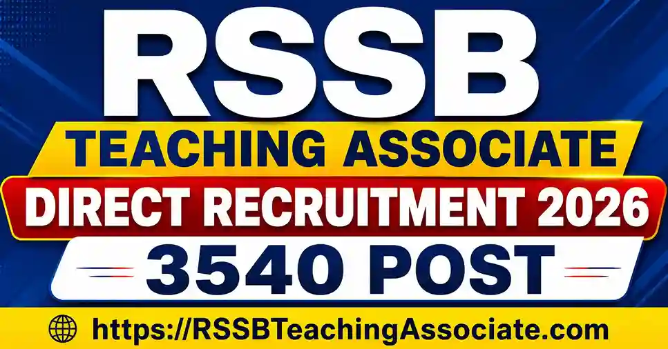 Rajasthan RSSB Teaching Associate Vacancy 2026, Total Post 3540